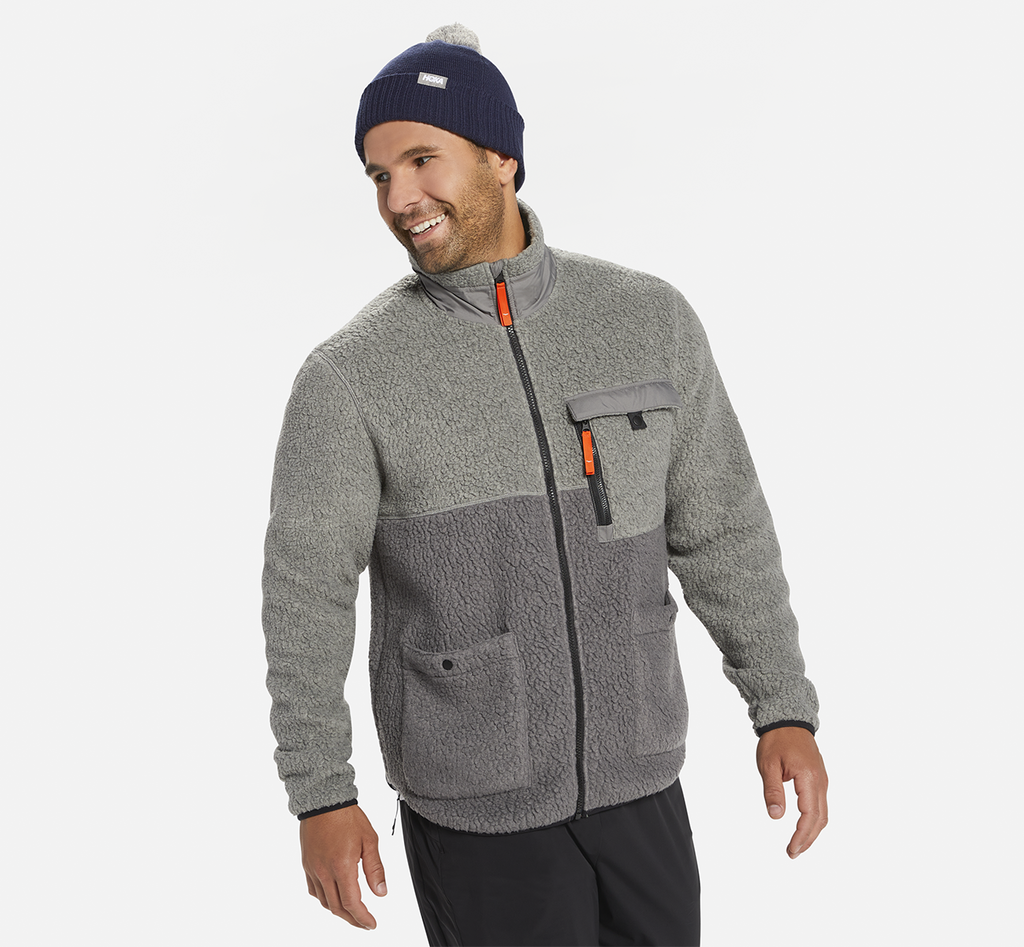 Hoka Mens Jackets NZ - Hoka One One Fleece Sky Grey (PLS514703)